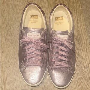 Kate Spade Purple shimmer Sneakers with  glitter laces and design